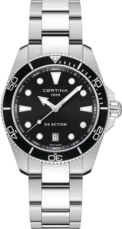 Certina, Mens, DS Action Gent, 40, mm, Steel, Quartz, Precidrive, Watch, Black, Steel, C0484101105100