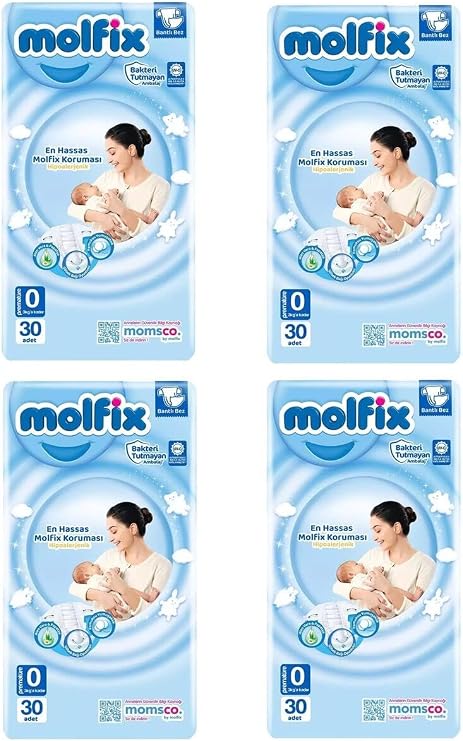 Molfix 0 Numara Prematüre Bebek Bezi, 30'lu, 4 Adet