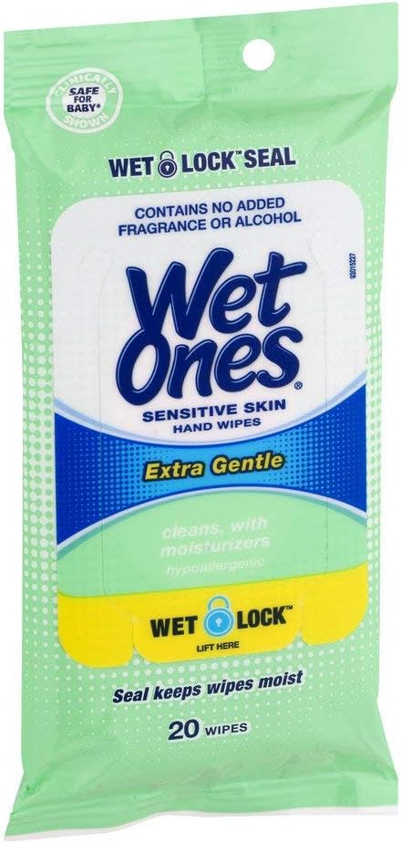 Wet Ones Hand Wipes Extra Gentle for Sensitive Skin, 20 Count
