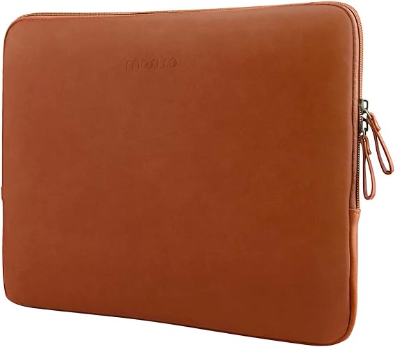 MOSISO Laptop Sleeve Bag 13 inch PU Leather Padded Bag Waterproof Case | Compatible with MacBook Neo 13 A18/Air 13.6 inch 2026-2022 M5-M2/Air 13 inch 2022-2018 M1/Pro 13 2022-2016 M2 M1, Brown