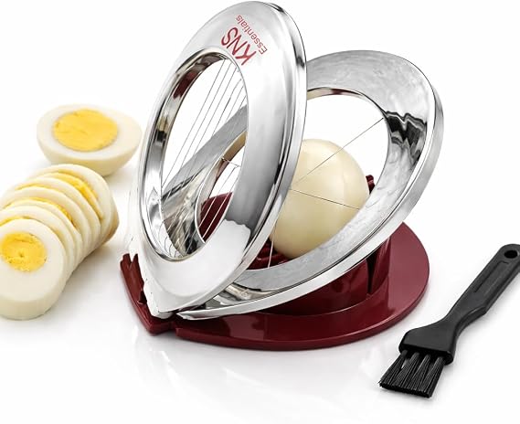 Egg Slicer & Cutter for Hard Boiled Eggs 2-Way Multipurpose Stainless Steel Slicer for Fruits & Vegetables Includes Cleaning Brush