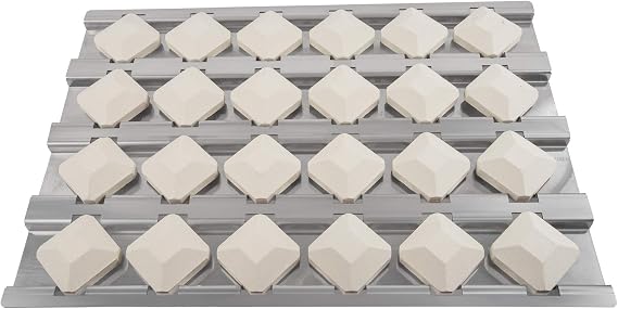 BBQ Future Stainless Steel Heat Plate Flame Tamer with 24pcs Ceramic Briquettes Compatible Alfresco ALX2-30, ALX2-42, ALX2-56 Series Gas Grills