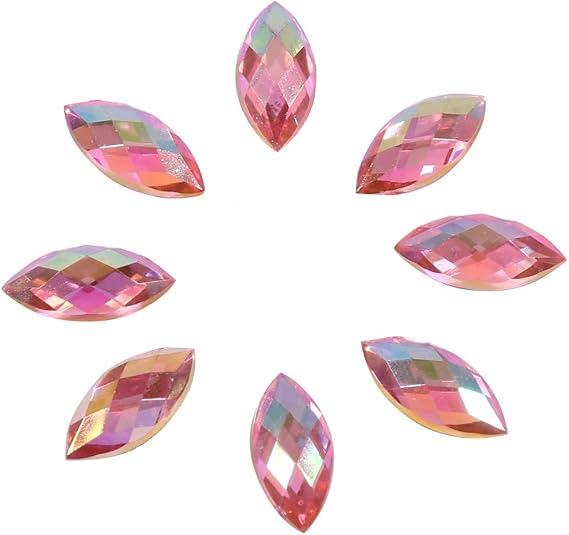 Horse Eye Shape Crystal Rhinestone, Pack of 500 Acrylic Crystal Flatback Beads Jewelry Garment Accessories Phone Decoration for Wedding DIY Party Decor (08 Light AB)