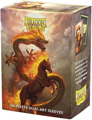 Dragon Shield | Matte Dual Art Sleeves | Fire Horse | 100 CT - Smooth & Tough Premium TCG Sleeves | Compatible with Pokemon, Flesh & Blood, One Piece & Magic The Gathering