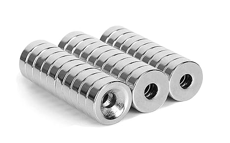 30 Pieces 10 x 3mm with 3mm Countersunk Hole Permanent Disc Rare Earth Fastener Magnets Refrigerator Neodymium Magnets - 0.4 inch D x 0.12 inch H with 0.12 inch D Screw Hole
