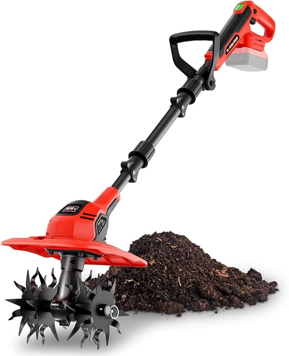 Cordless Tiller Cultivator for Milwaukee M18V Battery, Bare Tool | 9-Inch Width By 7-Inch Depth; Electric Soil Rototiller; Perfect Yard Prep, Raised Flower Beds And Weed Control; No Charger