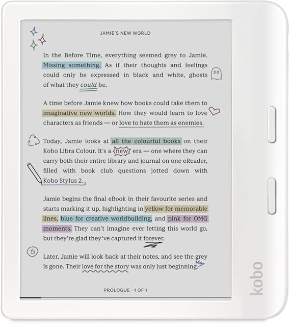 E Ink Kaleido™ 3 Ekranlı E-Kitap Okuyucu, 7 inç, Renkli, Parlama Yok, Bildirim Yok