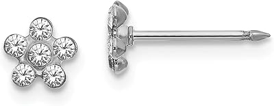 Inverness 14k White Gold Clear Crystal Flower Earrings Breathtaking