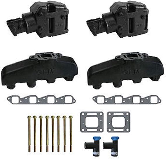Mercruiser 330 340 MIE Chevy Marine 454 7.4 7.4L GLM Exhaust Manifolds+4" Risers