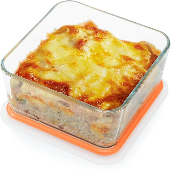 NUTRIUPS 1.1QT Deep Square Small Glass Baking Dish with Lid, 6x6" for Oven