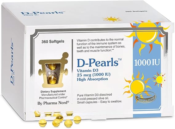 Pharma Nord D-Pearls 1000 iu (25 mcg) High Absorption Vitamin D3 360 Count