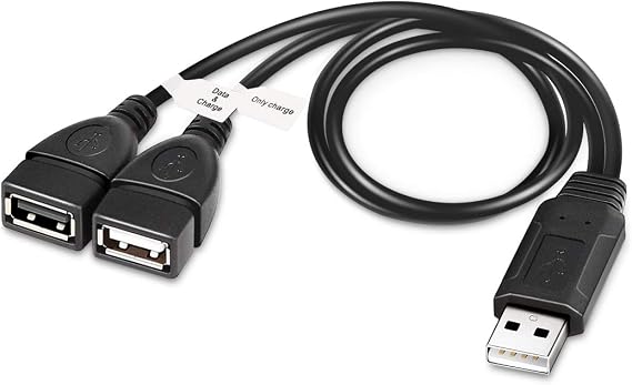 Electop USB 2.0 A Male to Dual USB Female Jack Y Splitter Charger Cable