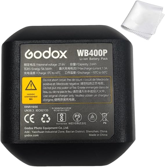 Godox WB400P Battery for Godox AD400Pro Flash,2024 Upgraded Version, AD400 Pro Battery, Upgraded Improved Version with Activation Button and Software Optimization (WB400P)