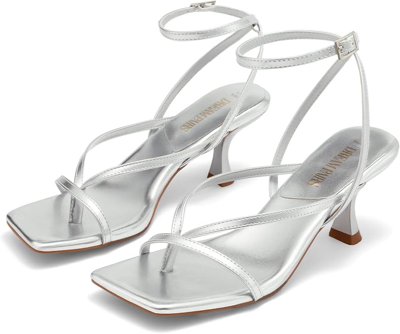 DREAM PAIRS Women's Dressy Thong Kitten Heel Sandals