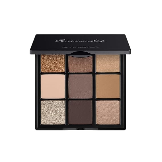 Sexy Eyeshadow Palette SPICES & CACAO. Rich Natural Ultra-Blendable, Travel friendly Size, High Pigmented Shiny & Matte, Long Lasting Eye Shadow Palette by Romanovamakeup, 9 Shades Fit Together.