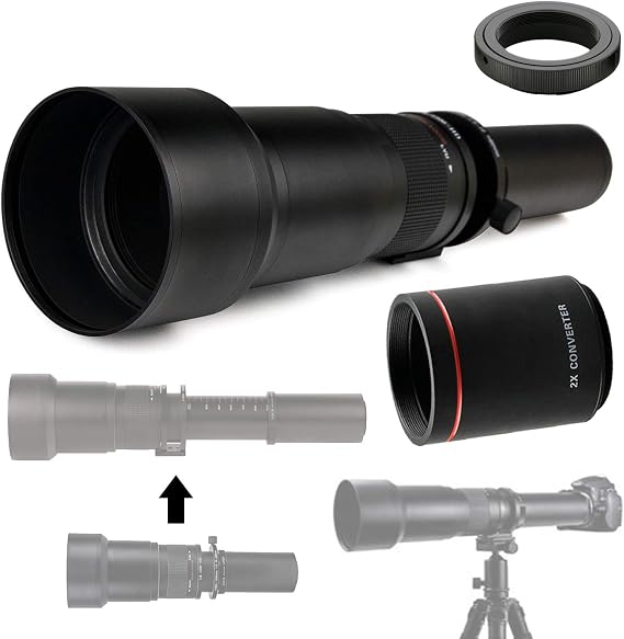 Commander Optics 650-1300mm (w/ 2x- 1300-2600mm) f/8-16 HD Telephoto Zoom Lens for Pentax K-1, K-S2, K-S1, K-500, K-70, K-50, K-30, K5 IIs, K-7, K-5, K-3 II, K-2, K110D and K10D Digital SLR Cameras