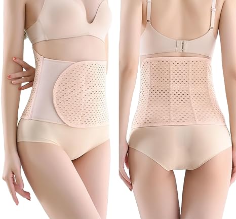 SUJAYU Abdominal Binder Post Surgery, Breathable Belly Band Postpartum Belly Wrap, C Section Belly Binder Abdominal Binder Hernia Belt for Women, Back Support Belt for Women (Beige, Large)