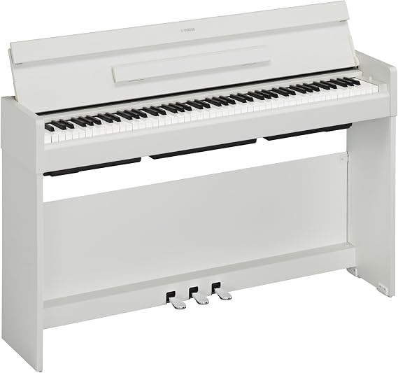 Yamaha Arius Series Slim Digital Upright Piano, Grand Sound, Compact Weighted Keyboard, White (YDPS35WH)