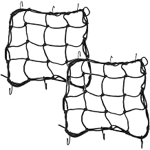 2Pcs Motorcycle Cargo Net Small, 11.8 x 11.8in Bungee Net, Nylon Bungee Cargo Net Stretch to 24 x 24in with 6Pcs Adjustable Hooks for Road Bikes, Electric Bikes and Motorcycles