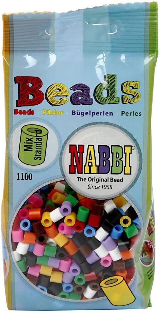 Nabbi Melting Beads ~ 5 x H 5 mm 1.100 pcs. Mix Basic Colours, 1100-Piece
