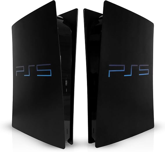 Digital Cover Plates and Faceplate Compatible with PS5 PlayStation 5 Original Digital Edition Console, 2 Piece Black Replacement Side Panels