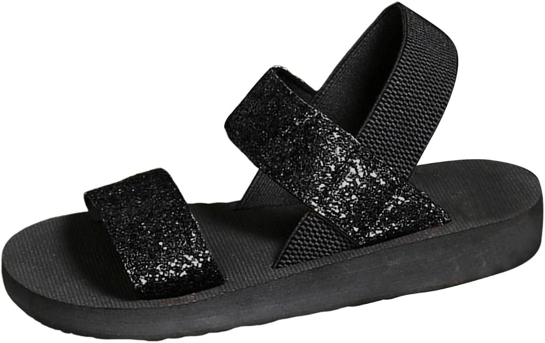 Women's Summer Slide Sandals Comfortable Mid Heel Beach Casual Dressy Outfit Pure Color Slip On Footwear