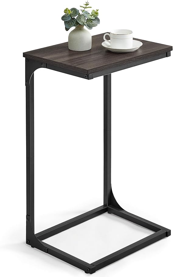 VASAGLE C-Shaped End Table, Couch Side Table for Sofa with Metal Frame
