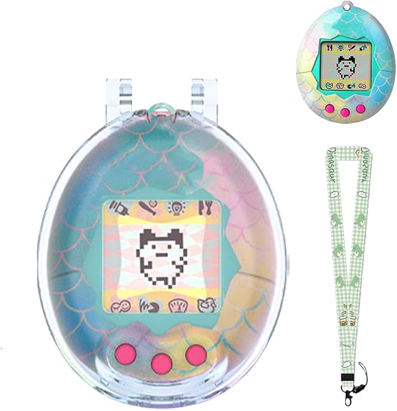Protective Case for Tamagotchi Original Clear PC Hard Shell Cover for Tamagotchi Original Electronic Pet,Waterproof Sweatproof Washable Shockproof Anti-Drop 360 Full Protection(Clear+Blue)