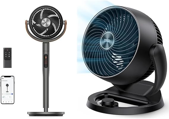 Dreo Pedestal Fan with Remote, 43'' Quiet Standing Fan for Home Bedroom & Fans for Home Bedroom, Table Air Circulator Fan for Whole Room, 9 Inch, 70ft Strong Airflow, 120 adjustable tilt, Kitchen