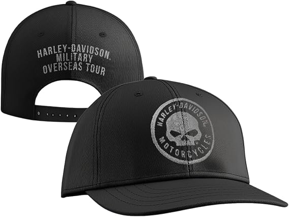 Harley-Davidson Military, Overseas Tour, Mens Willie G Free Soul Hat, Adjustable Cap Black