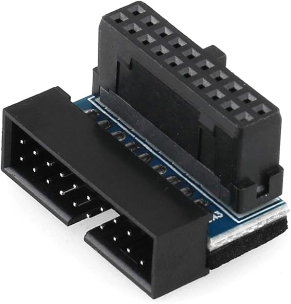 DGZZI USB 3.0 90 Degree Adapter Black USB 3.0 19Pin/20Pin Male to Female L Turn Right Angle Power Adapter Board for Motherboard Up Angled