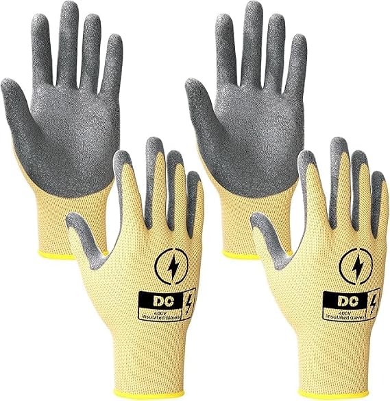 2 Pair Insulated Gloves 400V High Voltage Electrician Gloves, Rubber Insulated Electrician Tools, Electrical Work Gloves for Men