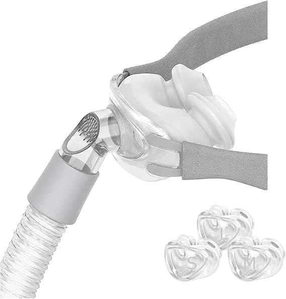 Mask and Hose Accessories Nose Pillow Type Universal Snoring Prevention Device Nurse Pillow Mask 3 Sizes S/M/L 360 Degree Rotating Elbow Quiet Comfortable 30 Seconds Fast Installation Replacement Nose Pillow Cushion