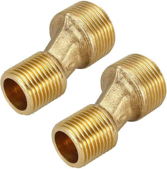 2PCS Solid Brass Bend Angle Adapter Faucet Adapter, 3/4 G x 1/2" G Male Thread Bathtub Shower Faucet Adjustable Swing Arms (1.8" Length)