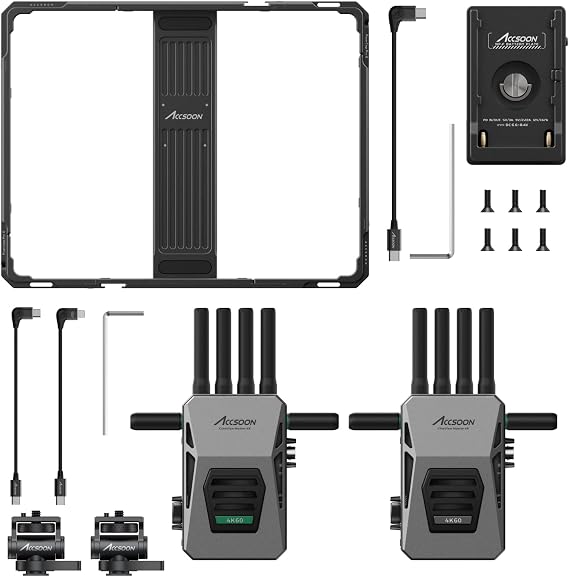 Accsoon CineView Master 4K Wireless Video Transmission System with PowerCage Pro II Video Stabilizer for iPad Pro Gen 3,4,5,6, 13''Air 6/7