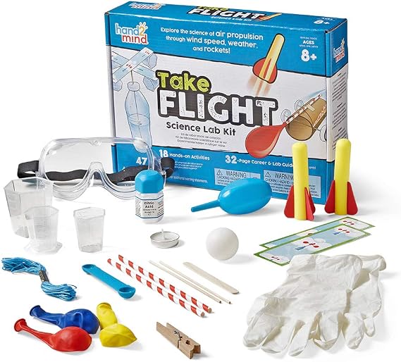 hand2mind-93422 Take Flight Science Lab Kit, STEM Activities for Kids Ages 5-7, STEM Toys, Learn About STEM Careers, Lab Guide, Kids Foam Rockets, Rocket Science for Kids, 18 Hands-On Activities