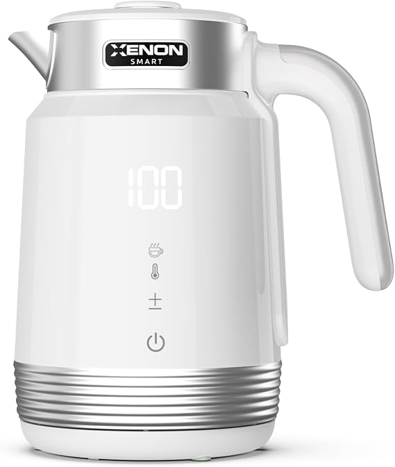 Xenon Smart Smart Kettle Stainless Steel Double Layer Mobile Application Controlled Digital Touch Automatic Shut-Off Fast Boiling Easy Cleaning Leakage Current Protected Kettle 1.7 Lt (White) X7102
