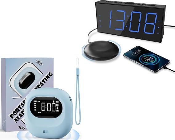 Roxicosly Cordless Vibrating Clock+Bed Shaker Clock