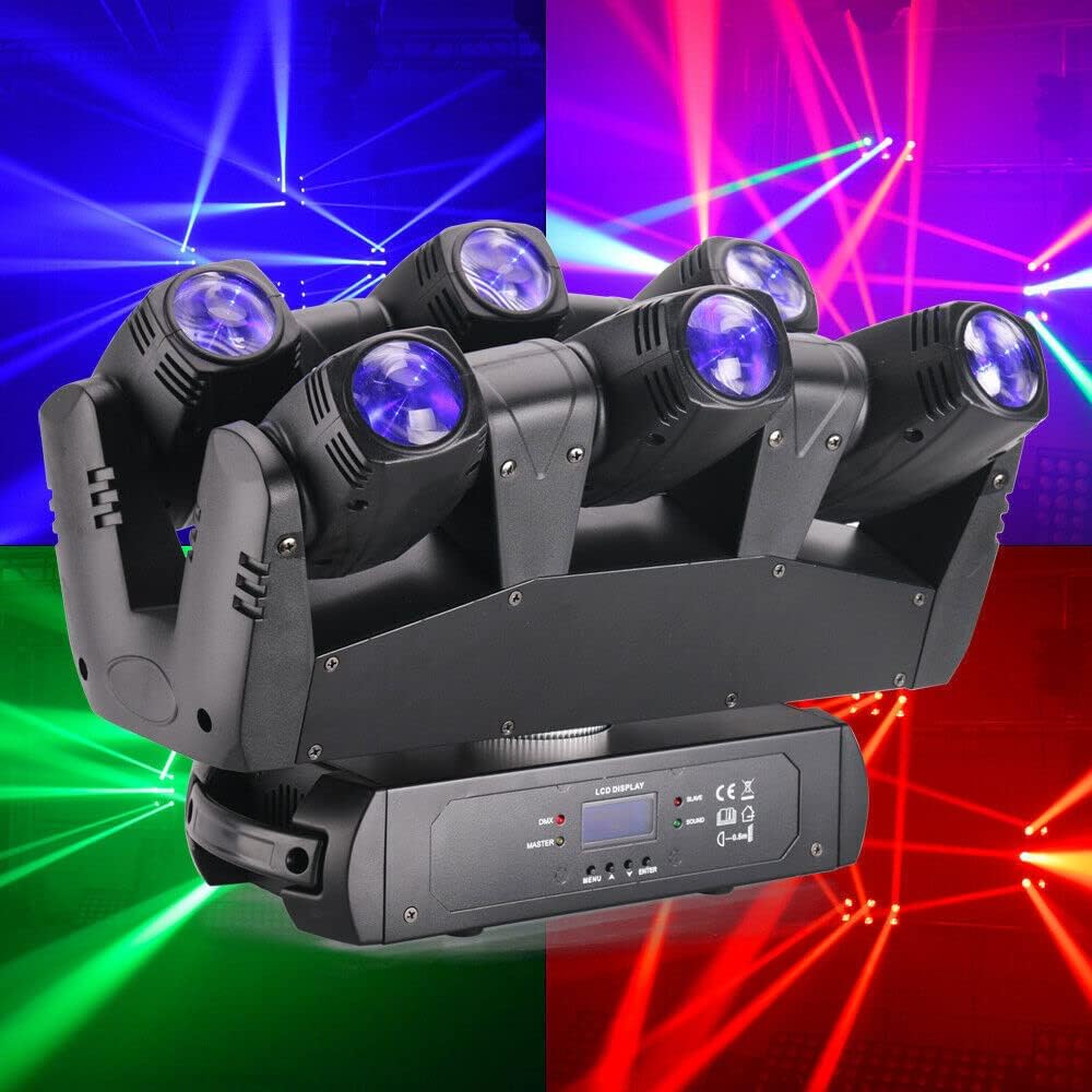 Stage Lights 6 Beams RGBW LED Moving Head Beam Light DMX Party Club Bar Stage Lighting Par Lighting Sound Activated for DJ KTV Disco Party Wedding Concert Festival