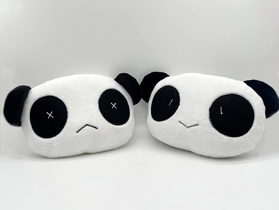 Cute and Comfortable Plush Panda Car Headrest Pillows Neck Pillows Supportive Car Neck Cushions Pain Relief Car Pillows-1 Sad and 1 Happy Panda Neck Pillows