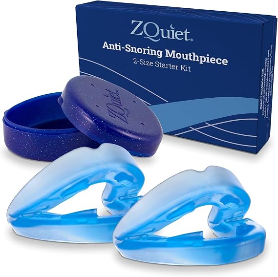 ZQuiet Anti-Snoring Mouthpiece 2-Size Starter Pack, Case Included, Blue