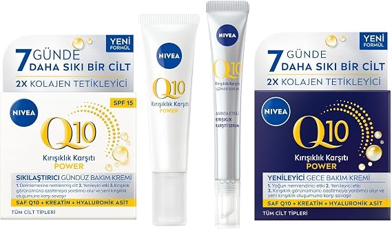 NIVEA Q10 4 Step Anti-Wrinkle Care Set, Day Cream, Eye Cream, Skin Serum and Night Cream 50 ml