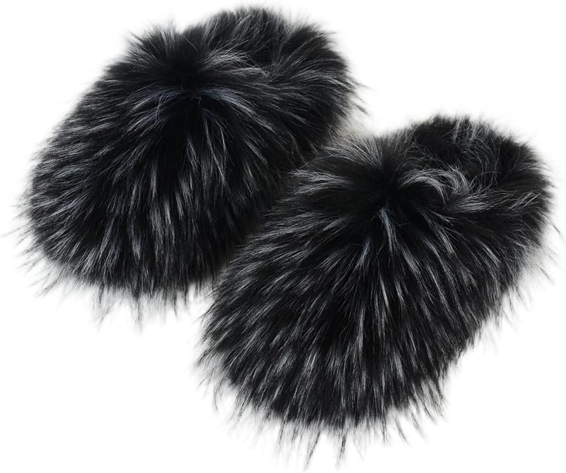 ChicWind Women's Men's Faux Fur House Slippers Winter Warm Indoor Fuzzy Flat Slides