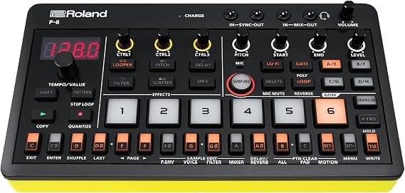 Roland AIRA Compact P-6 Creative Sampler | Granular Sound Design | Powerful Sequencer | Onboard Keyboard | Custom Loops | Built-In Mic | Hands-on Effects | Powerful Sequencer, Onboard Keyboard, Custom Loops, Built In Mic, Hands-on Effects