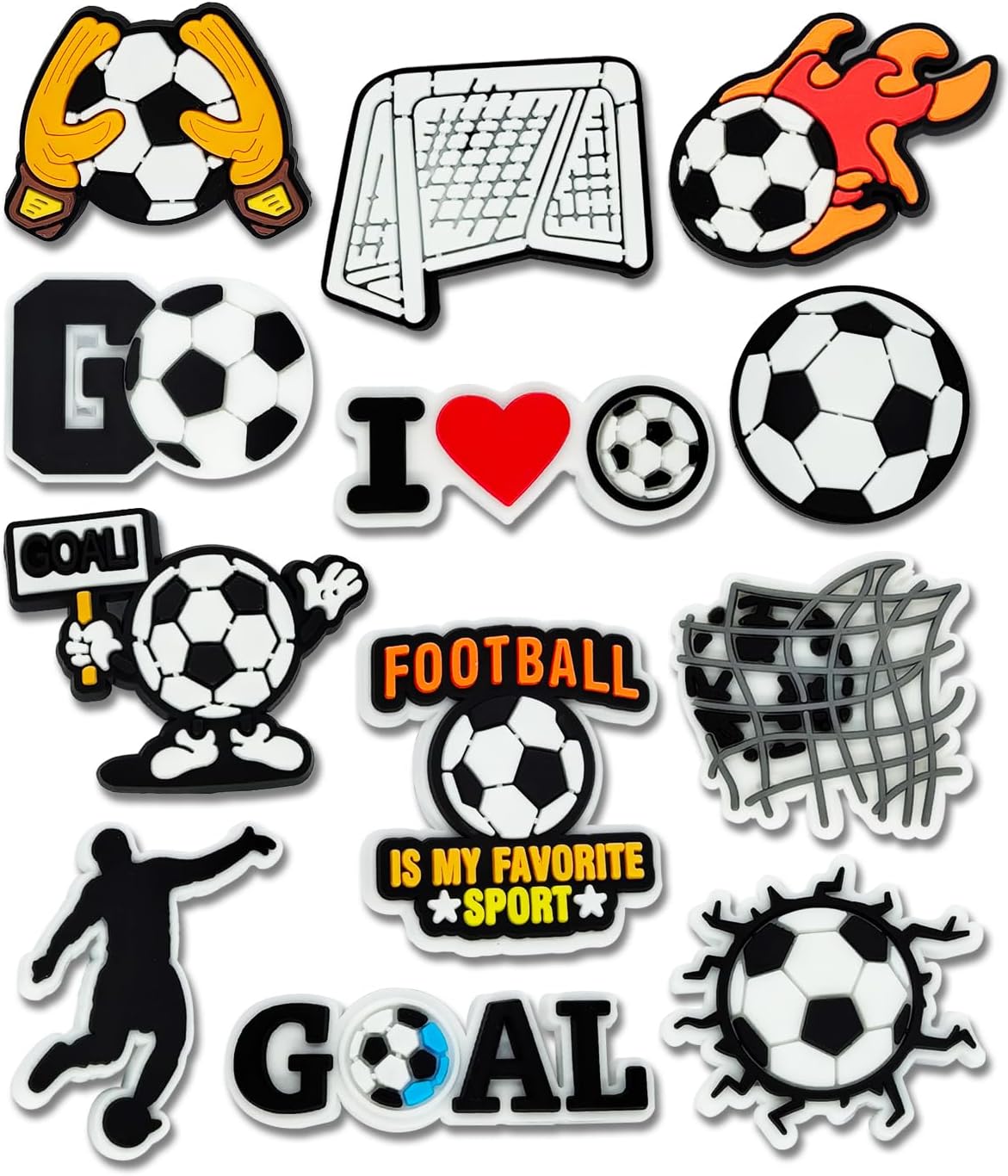 12PCS Soccer Basketball Softball Baseball Football Golf Hockey Volleyball Shoe Charms for Croc Bubble Slides Clogs Sandals, Sports Shoe Accessories Decorations for Girls Women Teens Adults