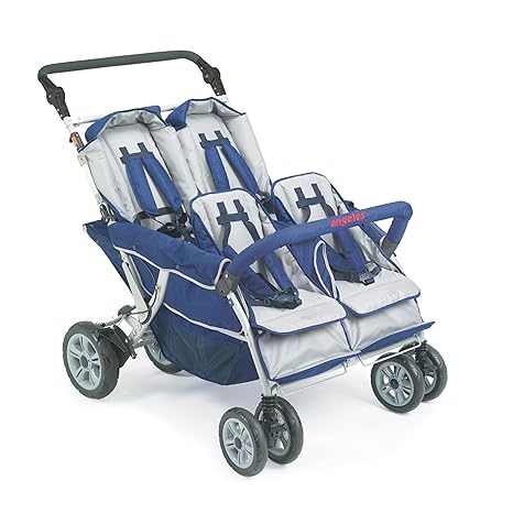 Childrens Factory Infant Toddler SureStop Folding Commercial Bye-Bye Stroller (4-Passenger), Blue