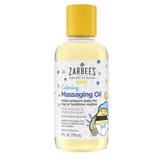 Zarbee's Baby Calming Massage Oil, Lavender & Chamomile, 4 fl oz