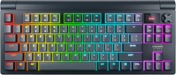 MX 8.3 TKL Wireless, Tenkeyless Mechanical Gaming Keyboard, Hot Swap, Multi Device, with Rotary Knob & Display, MX2A RED Switches, Starfall Grey
