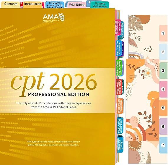 Index Tabs for CPT 2026 Professional Edition Medical Coding Book | self-adhesive laminated tabs, color coded chapters for fast CPT code lookup, ideal for CPC exam & medical coders, book not in