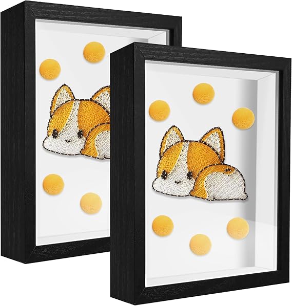 4x6 Small Shadow Box Frame Display Case , Display Case Box for Memorabilia, Medal, Wedding Memories, Crafts, Tickets and Photos (2Pcs-Black, 4x6)
